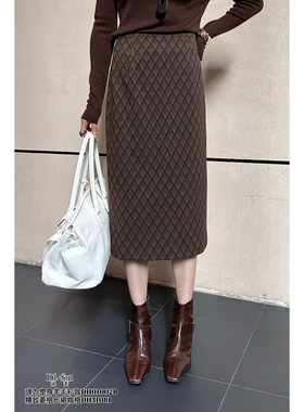 DI-SUI迪素正品2025秋冬新品女装31081精致复古风格子A字半身裙