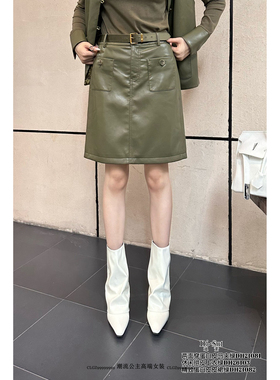 特价DI-SUI迪素欧韩2025秋冬新品女装21082精致蛋白皮A字半身短裙