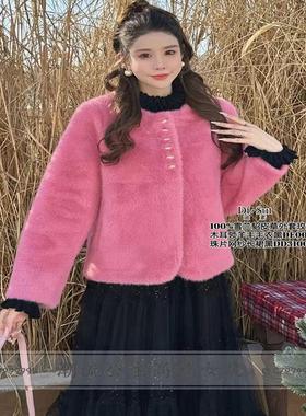 现货清仓DI-SUI迪素女装2024秋冬新品10543仿水貂环保皮草毛外套