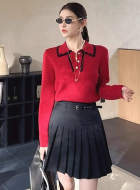 DI-SUI迪素欧货2025秋冬新品女装01533羊毛撞色领舒适洋气毛衣