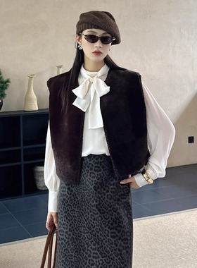 定制DI-SUI迪素欧韩2025秋冬新品女09507轻奢风皮毛一体重工马甲