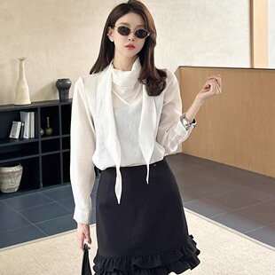 26200简约天丝棉飘带高级小衫 SUI迪素欧货2025秋冬新女装 特价