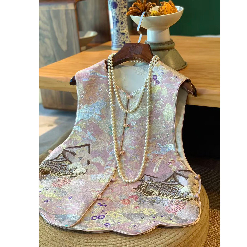 2026春秋季新中式国风宋锦提花双面穿马甲女背心气质百搭马夹上衣,女装/女士精品,马夹,淘宝优惠券,粉丝福利购,淘宝优惠卷