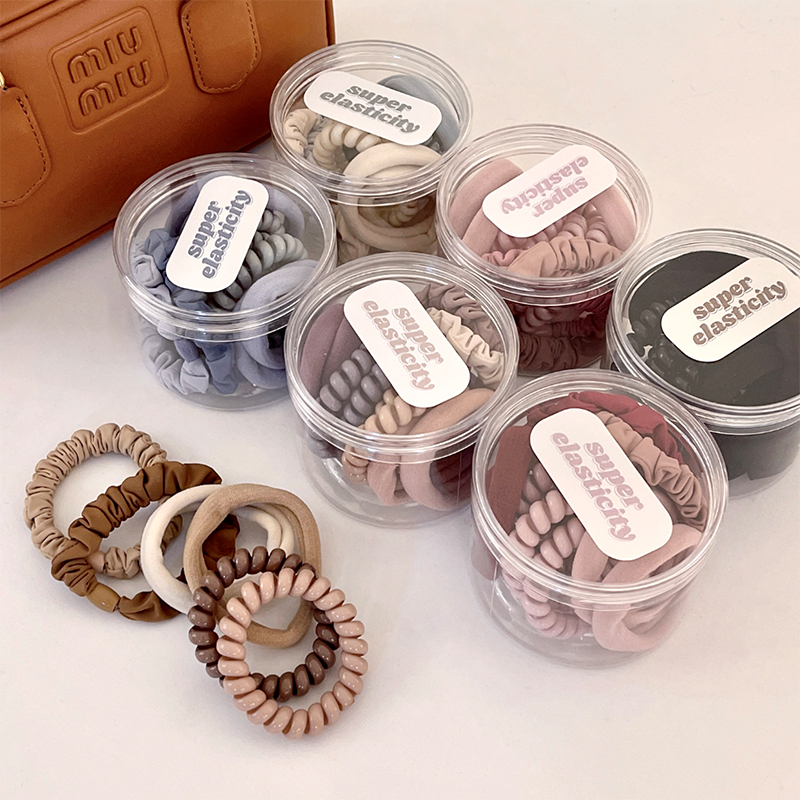 6件罐装耐用高弹力橡皮筋头绳~