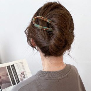 简约醋酸u型发簪女盘发神器发钗簪子2025新款头饰高级感气质发饰