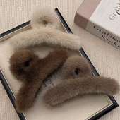 简约百搭秋冬大号毛毛抓夹女2025新款 鲨鱼夹发量多发夹后脑勺头饰