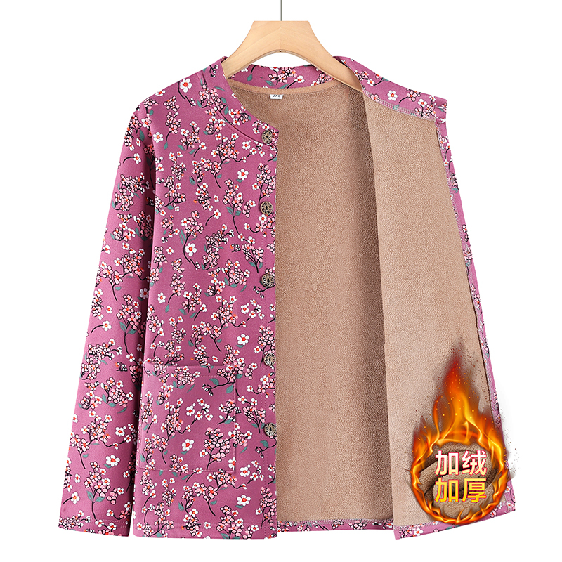 新款妈妈保暖开衫上衣加绒加厚冬