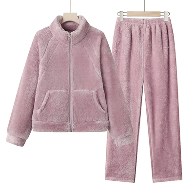 珊瑚绒睡衣女款秋冬加绒加厚套装
