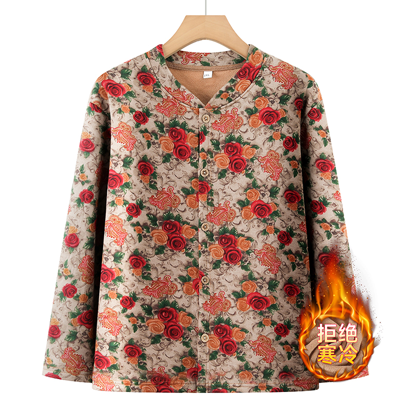 中老年保暖内衣女德绒开衫秋衣