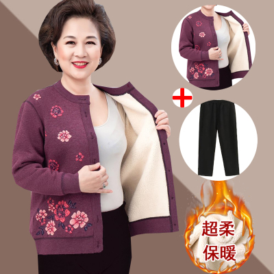 中老年人女装冬装加绒加厚短外套