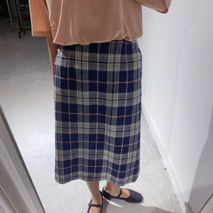 色织格子亚麻侧多扣半裙 孤品秒杀 美 不撞衫 太美 可遇不可求