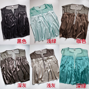 2027 法国小众真丝拼接立体褶皱小上衣  夏日独特又凉爽的存在