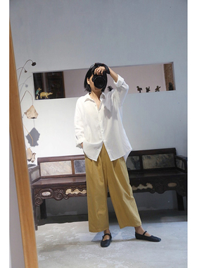 显瘦不是靠勒 更高段位的是松弛感 暖黄色 色织匹马棉休闲长裤