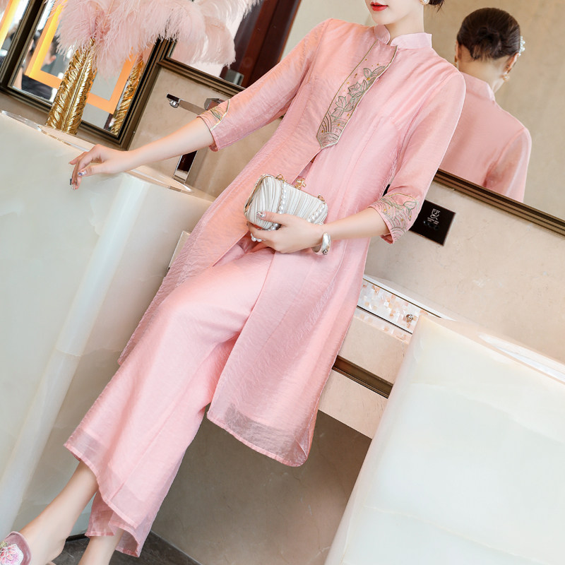 改良民族风女套装古装秋民国风唐装女中国风复古女装旗袍汉服上衣