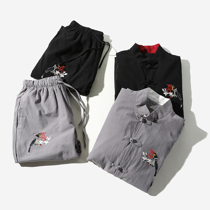 常年款春秋季风日系宽松套装喜鹊刺绣夹克B370-TZ25P80,男装夹克,电商B370-A
