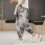 常年款现货款春夏季风棉麻九分宽松大码休闲裤B370-K206P40，男装休闲裤，电商B370-A