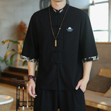 常年款现货春夏风刺绣五分袖外套夹克大码上衣B370-jK205P50，男装T恤，电商B370-A