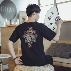 常年款春夏秋季风刺绣套装棉麻T恤短袖七分裤B370-TZ42P50图片