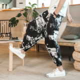 常年现货款春夏季风棉麻九分宽松大码休闲裤B370-K206P40，男装休闲裤，电商B370-A