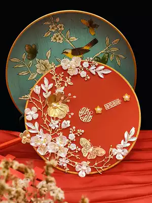 Advanced sense Group fan bride diy material bag wedding ancient style handmade Chinese Xiuhe fan Red Wedding fan