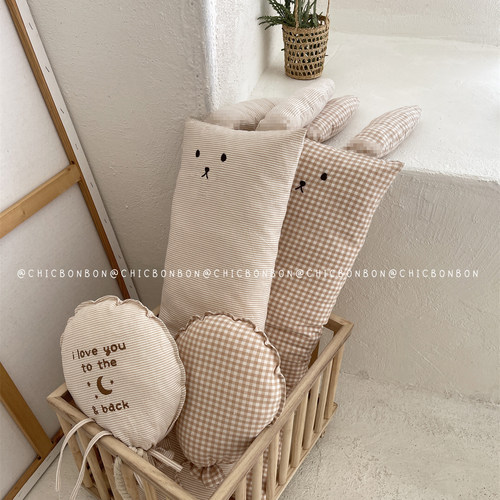 chicbonbon兔耳朵方枕儿童抱枕爬睡枕安抚抱枕靠垫防撞围栏靠背