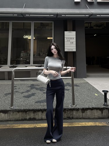 垂感拖地辣妹长裤女微喇叭休闲裤