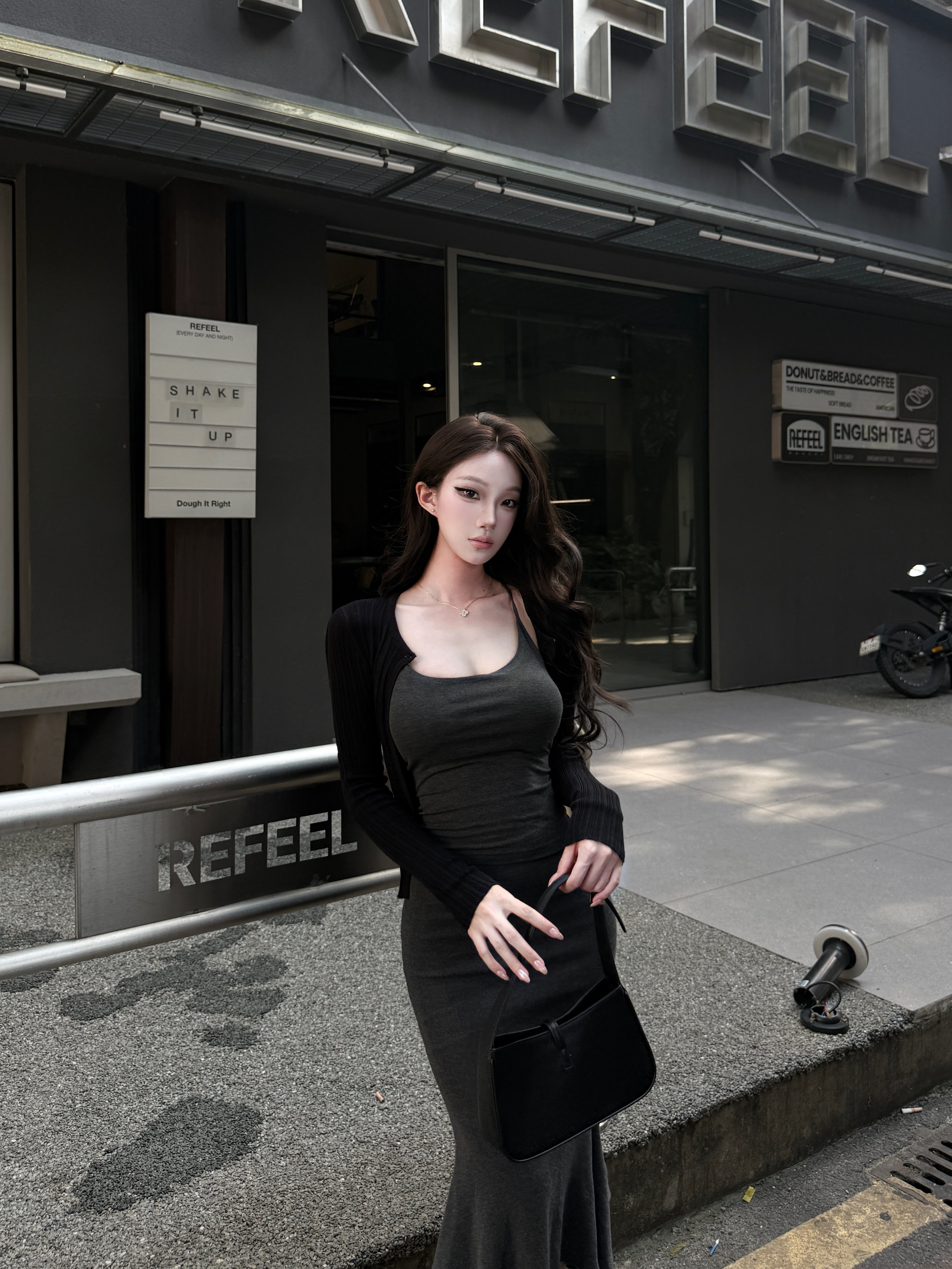 AWMUMU 智性温柔风 优雅线谱莱赛尔针织开衫上衣女显瘦外穿薄外套