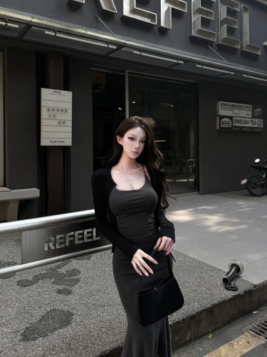 优雅线谱莱赛尔针织开衫上衣外套