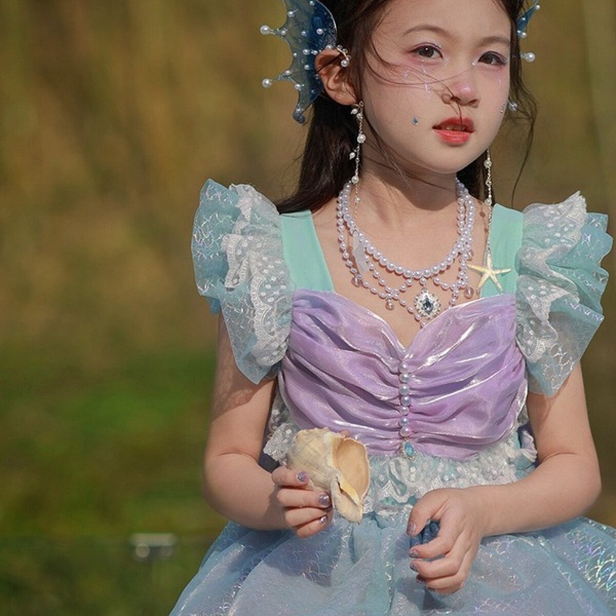 女童公主泳衣2024新款美人鱼吊带比基尼小童网红风女孩连衣式泳装