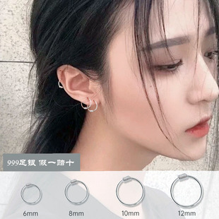 S999纯银耳圈养耳洞睡觉免摘耳环2026新款爆款高级感耳骨钉女耳饰
