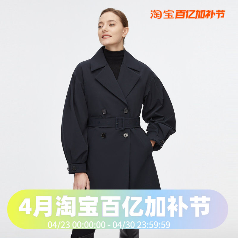 波司登商务鹅绒800蓬内胆脱卸单穿收腰亚洲版女款风衣羽绒服