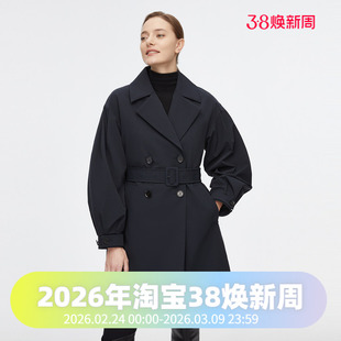 波司登商务鹅绒800蓬内胆脱卸单穿收腰亚洲版女款风衣羽绒服