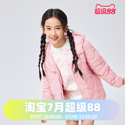 波司登25秋季款男女童时尚复古绗线连帽短款轻薄四防轻暖羽绒服
