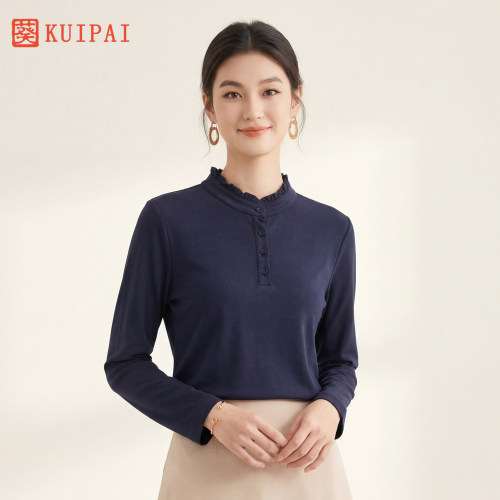 葵2026春季新款中老年妈妈装修身型长袖女士上衣宽松减龄大码T恤