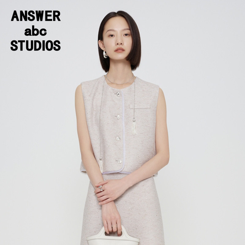 Answer女装正品圆领纯色马夹甲气质短款ADD2M440