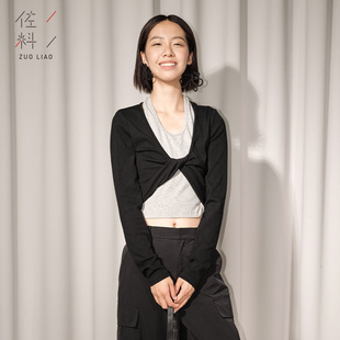 套头T恤上衣女装 长袖 ZDC3V031 简约圆领拼接修身 佐料原创设计时尚