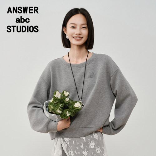 answer莱赛尔宽松卫衣套头绣花