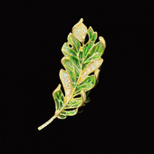 奥特莱斯品牌折扣店撤柜清仓捡漏轻奢珐琅绿叶胸针outlets女配饰