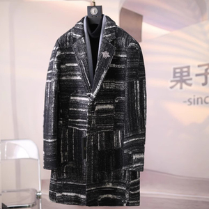 高端轻奢风中长款西装大衣男装羊毛呢子挺阔风衣外套修身帅气Q121