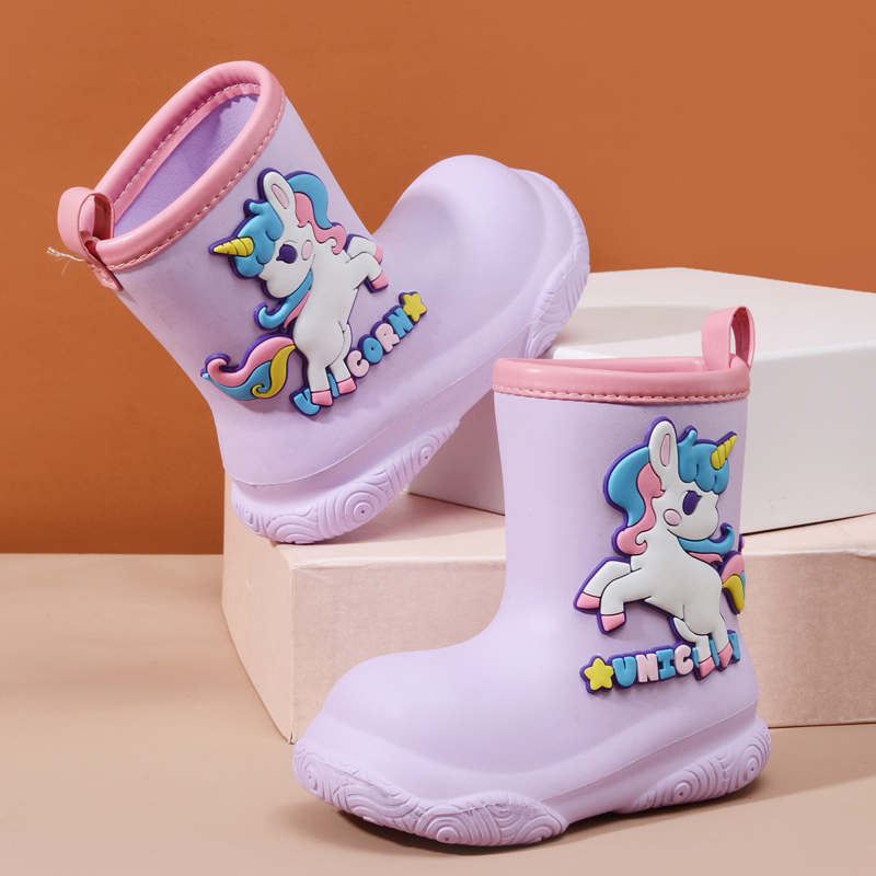 EVA儿童雨鞋防滑防水可爱卡通幼儿宝宝雨靴男童女童小孩加绒水鞋