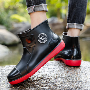 冬季雨鞋男士加绒保暖短筒雨靴时尚防水鞋厨房防滑套鞋工作胶鞋男
