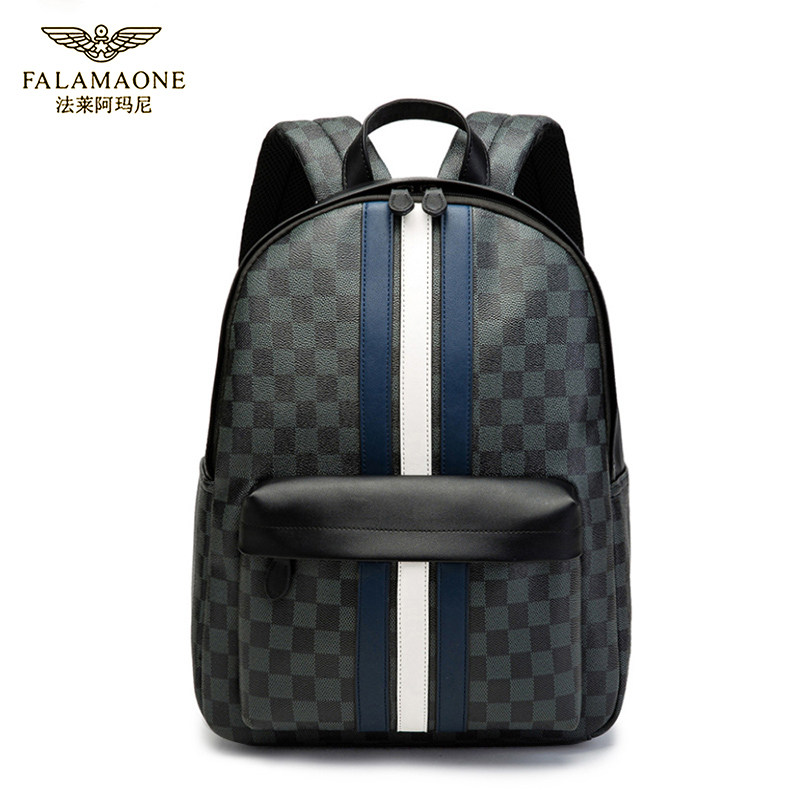 法莱阿玛尼双肩包男新款潮流男士背包商务休闲皮质电脑包学生书包