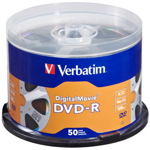 威宝 Verbatim 空白光盘 光盘 50片 16速4.7GB 老电影 桶装 DVD 刻录盘 数码 空白刻录光盘系统光盘