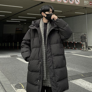 白鸭绒羽绒服男冬季加厚中长款过膝大码美式潮羽绒衣外套韩系风衣
