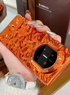 电镀橙色适用华为MateX7手机壳女轻奢高级感X6典藏版保护套简约X5时尚新款X3皱褶女款奢华全包防摔潮流款