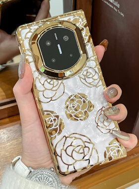 电镀玫瑰花适用华为MateX7手机壳白色金色保护套复古风女士新款X6典藏版奢华X5防摔X3女款个性高端艺术设计感