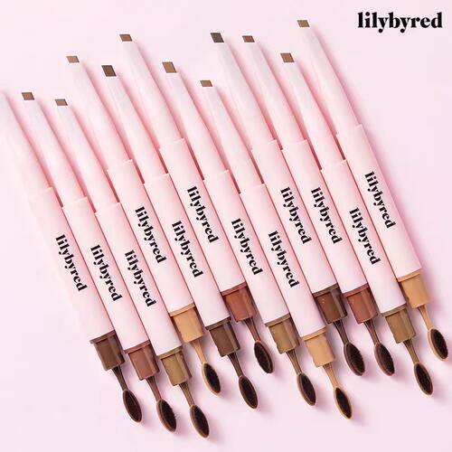 LILYBYRED丽丽百乐拉线眉笔防水防汗自然棕色系双头眉笔防晕染