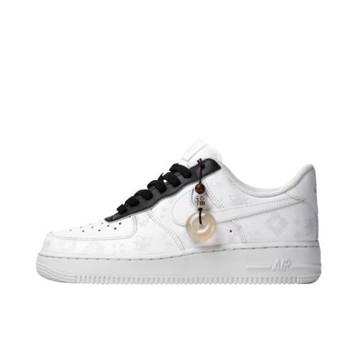 【定制球鞋】Nike Air Force 1 板鞋 (男款低帮黑丝绸板鞋黑白)