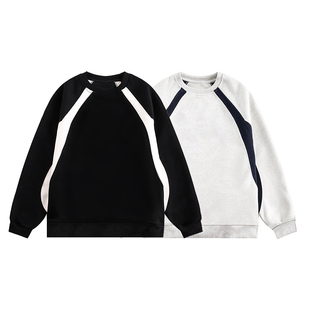 p26 AH204 高品质 重磅350克纯棉潮牌插肩拼色圆领卫衣