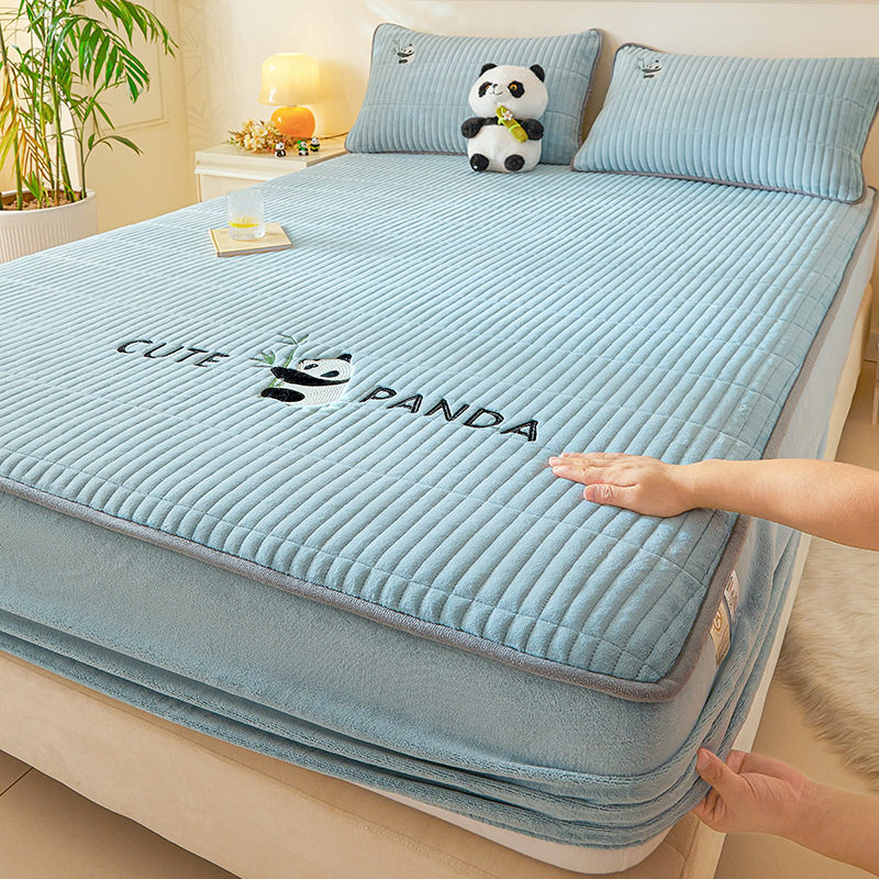 夹棉牛奶绒床笠冬季珊瑚绒加绒保暖床垫套床罩三件套加厚防滑床单,床上用品,床罩,淘宝优惠券,粉丝福利购,淘宝优惠卷